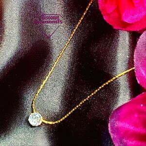 Choker / Necklace 18K Bright Yellow Gold on Titanium - White Crystal